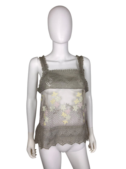 Moschino knit mesh embellished top | Grey, Grey
