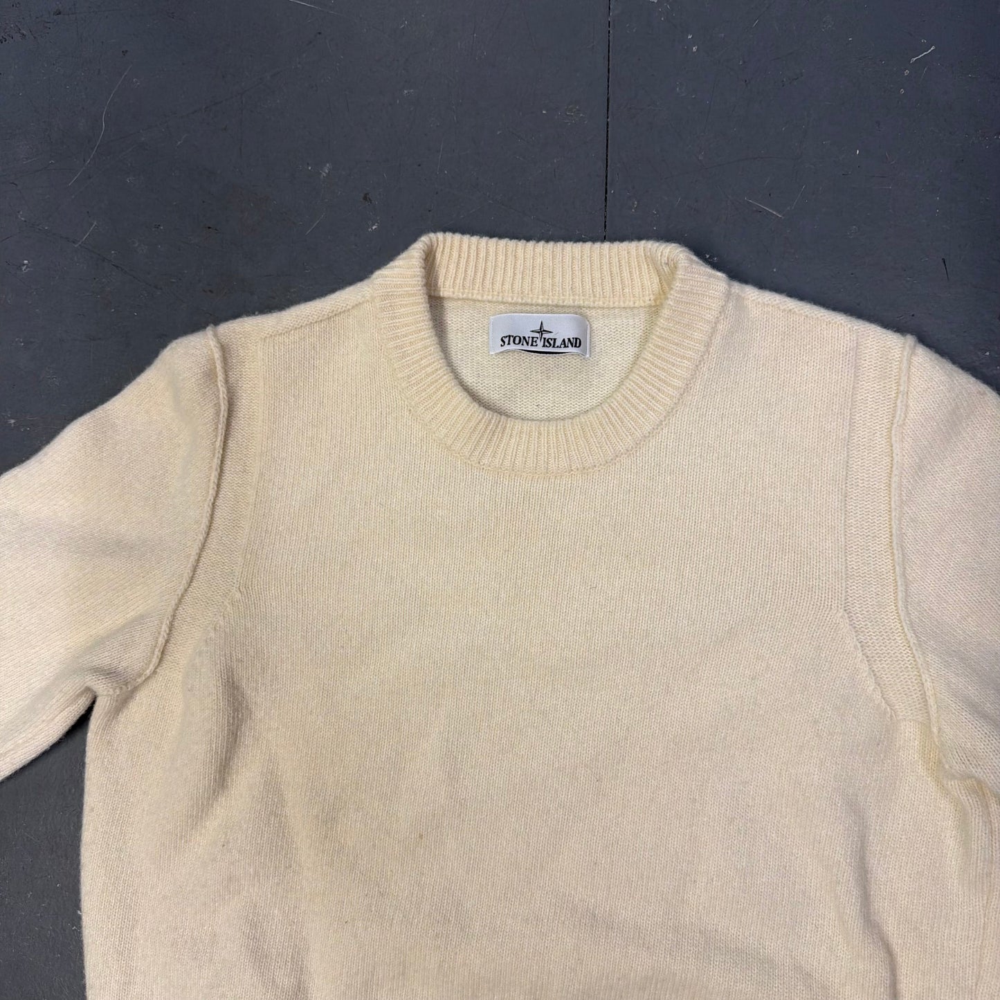 Stone Island Lambswool Knitted Sweatshirt In Cream (M)