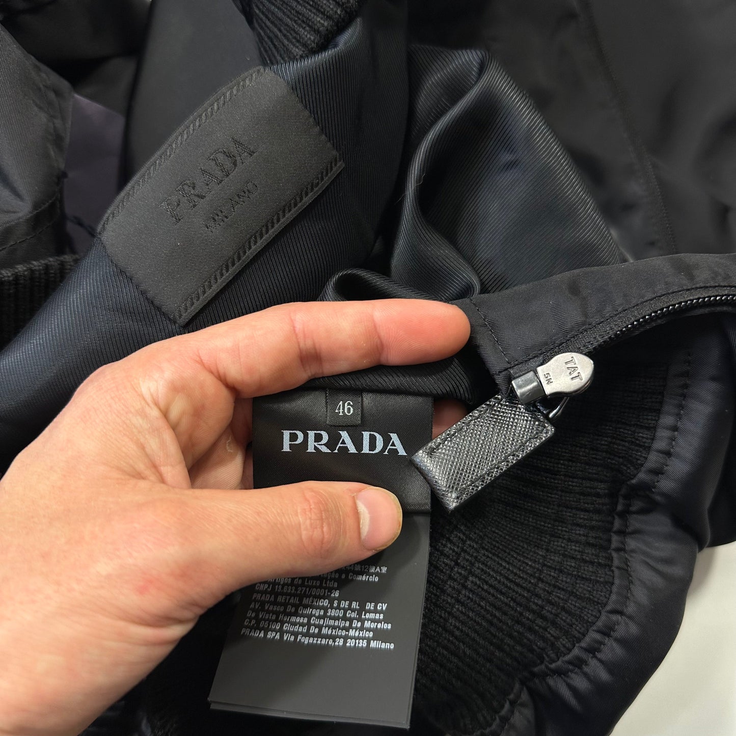 Prada Milano 2018 Black Gabardine Nylon Triangle Bomber - M | Default Title, Black