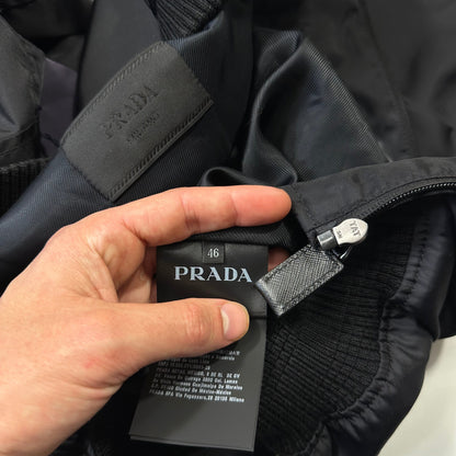 Prada Milano 2018 Black Gabardine Nylon Triangle Bomber - M | Default Title, Black