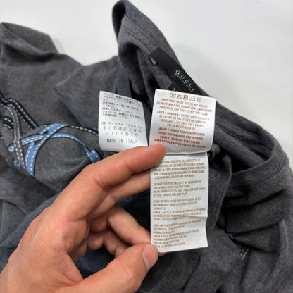 Gucci by Frida Giannini 2008 Ribbon Graphic Logo T-shirt - S/M | O/S, Grey