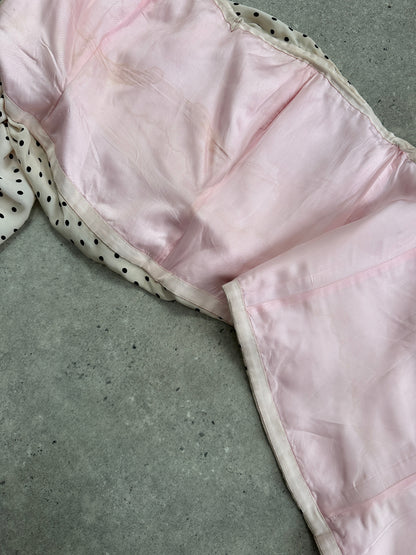 Jaeger 2000s Pure Silk Polkadot Two Piece Skirt Top Set - L/W28