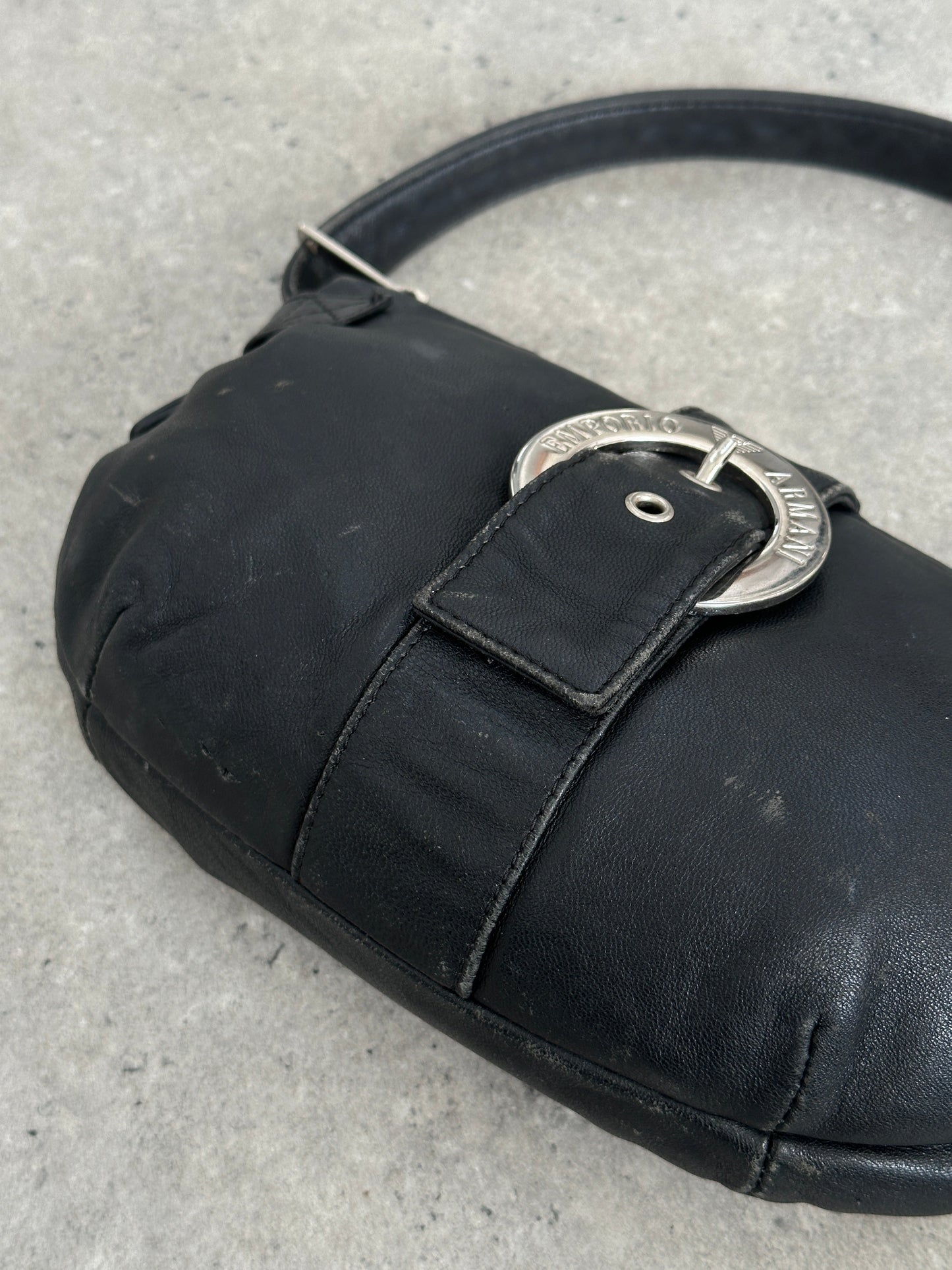 Emporio Armani 2000s Aged Leather Shoulder Bag