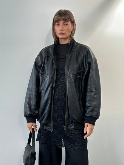 Vintage BMW 1990s Leather Bomber Jacket - XL