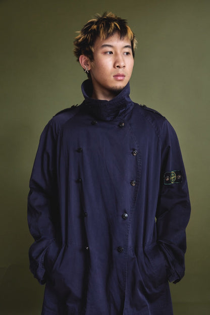 1980s Stone Island Marina Washed Navy Short Trench
