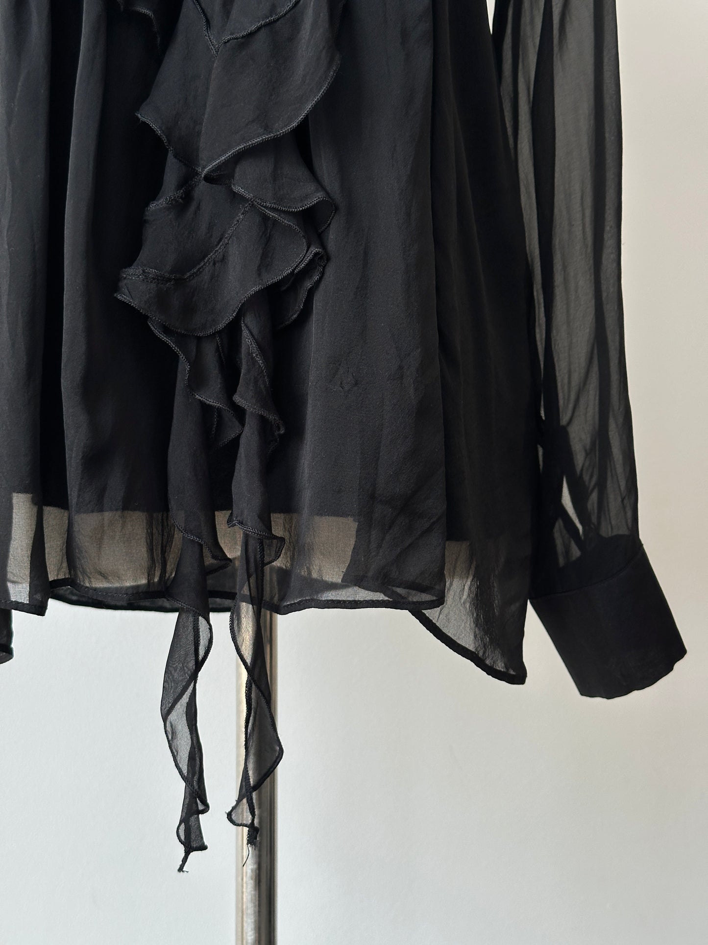 Vintage 2000s Pure Silk Ruffle Shirt - S-M
