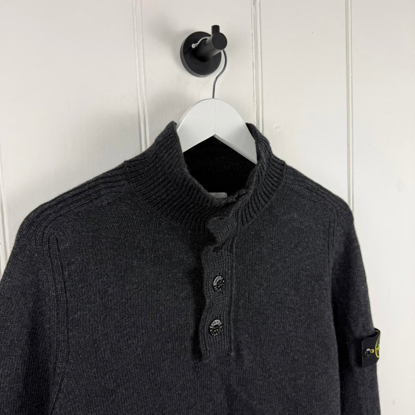 Stone Island Wool Knit Half-Button Jumper (M) | Medium, Red