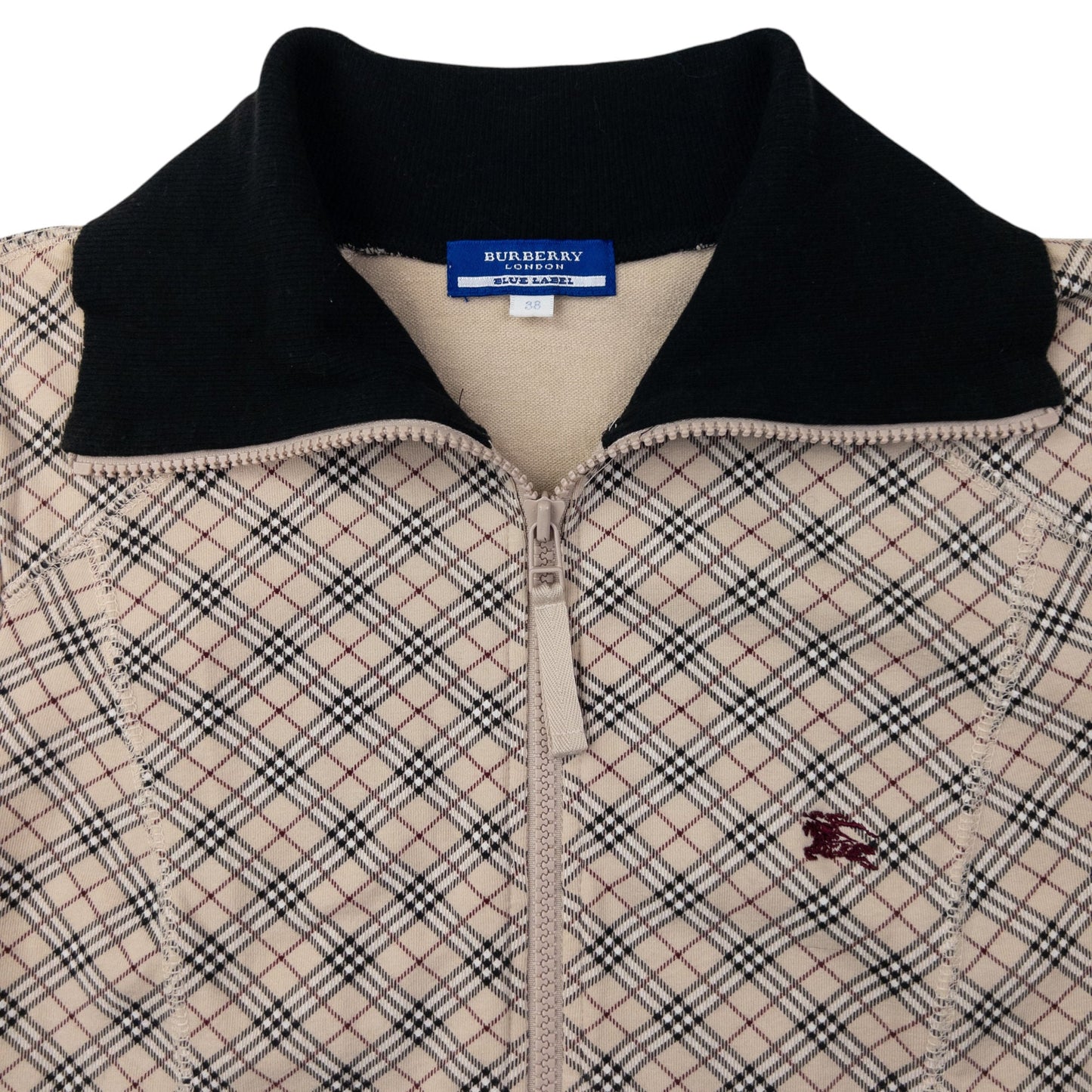 Vintage Burberry Blue Label Nova Check Zip Up Sweatshirt Womens Size S