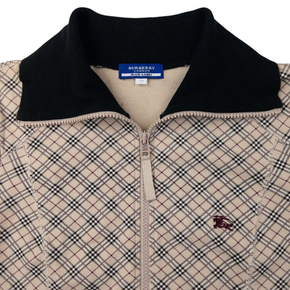 Vintage Burberry Blue Label Nova Check Zip Up Sweatshirt Womens Size S