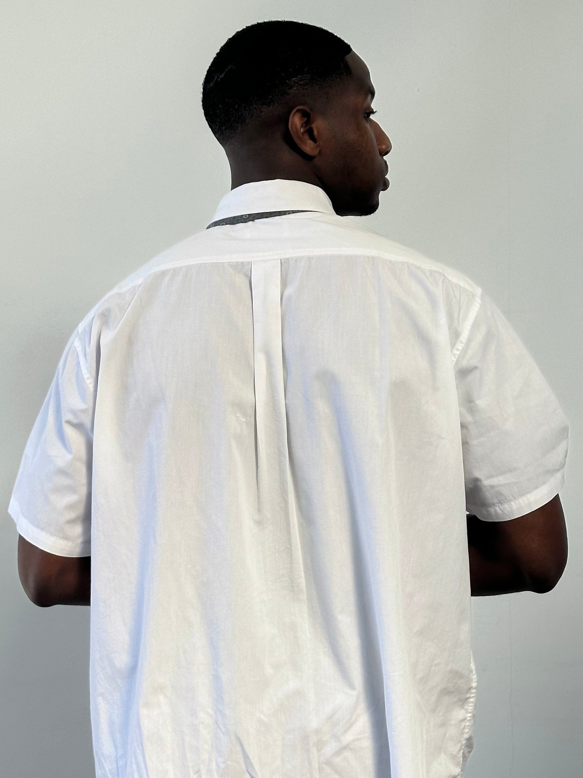 Yves Saint Laurent Pour Homme 1990s cotton short sleeve logo shirt in XXL with classic design and bold branding on the chest