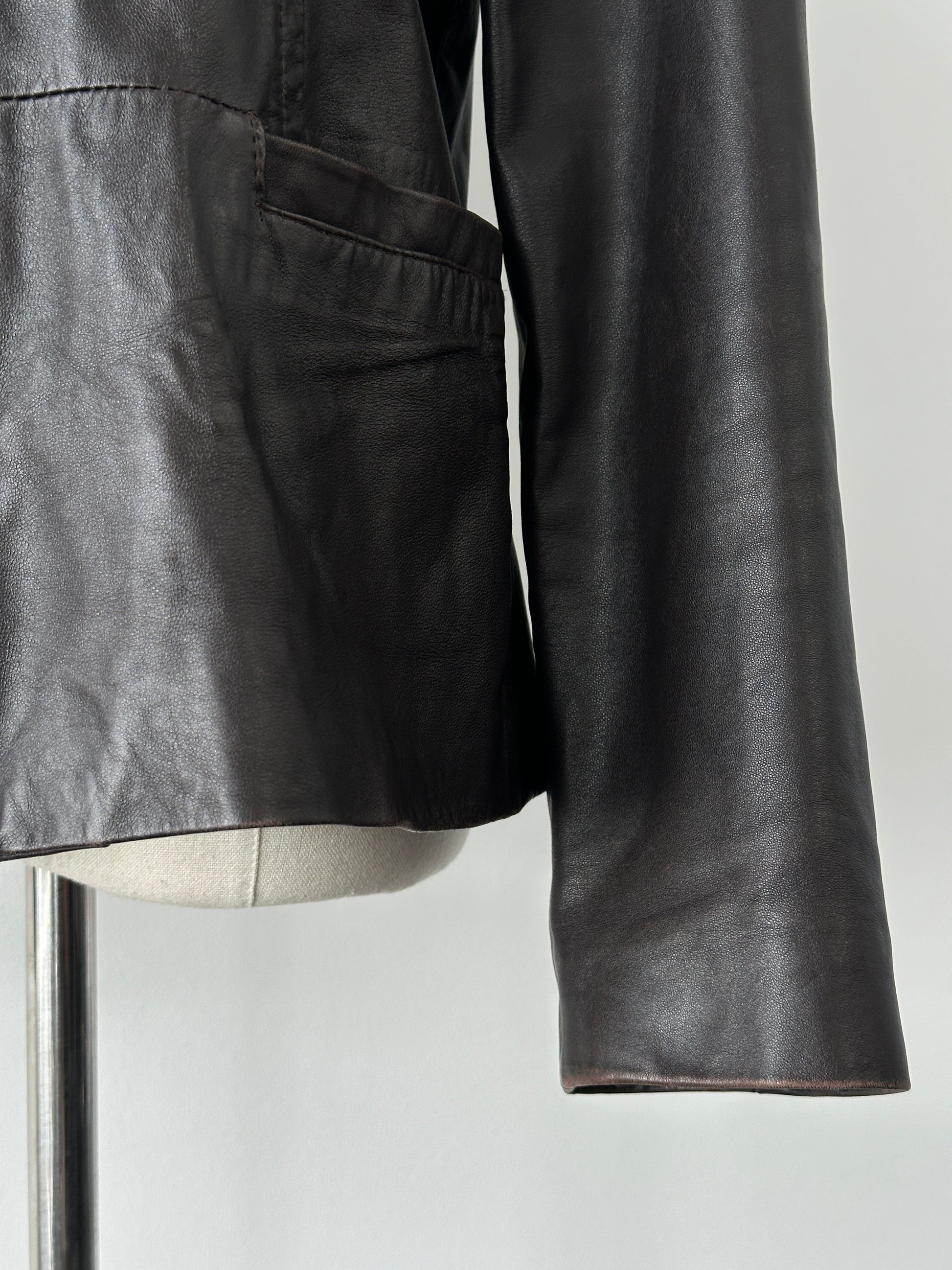 Vintage 1990s Double Zip Leather Jacket - S-M