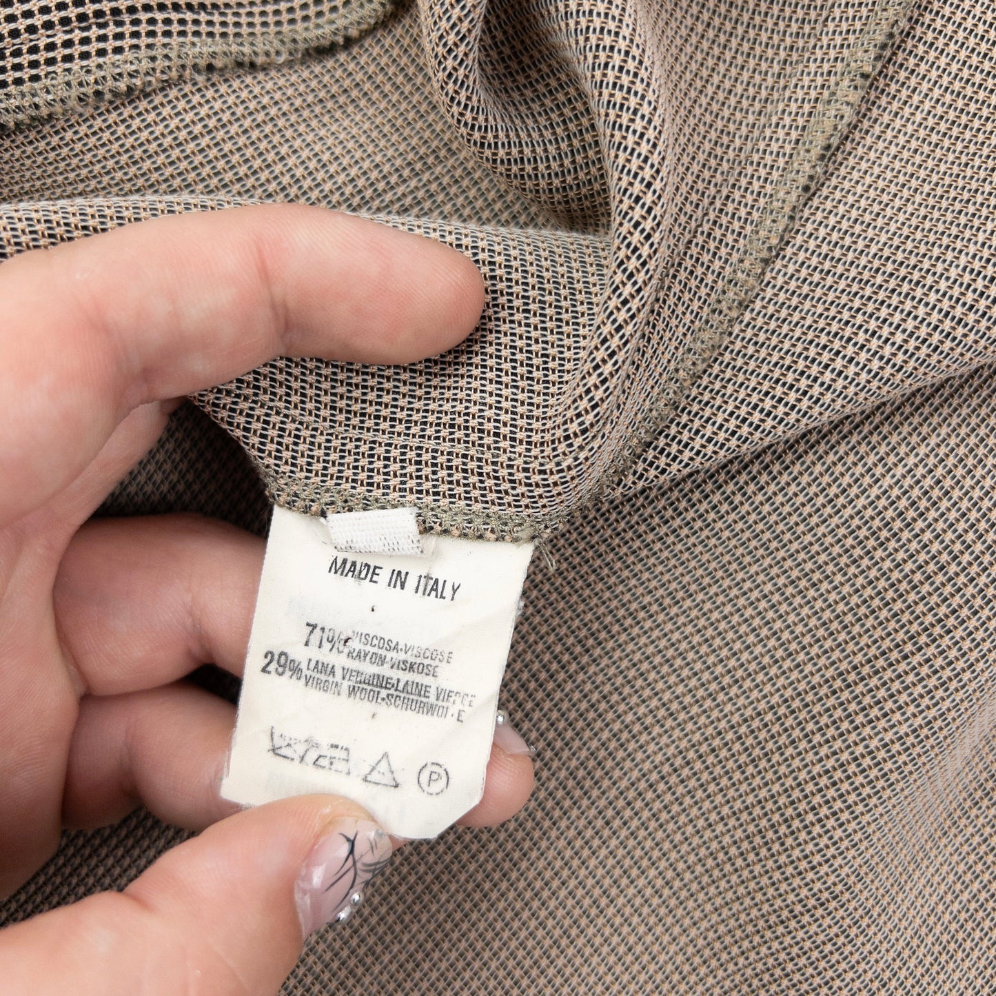 Vintage 90s Emporio Armani Pattern Blazer Jacket Size M | Medium, Beige