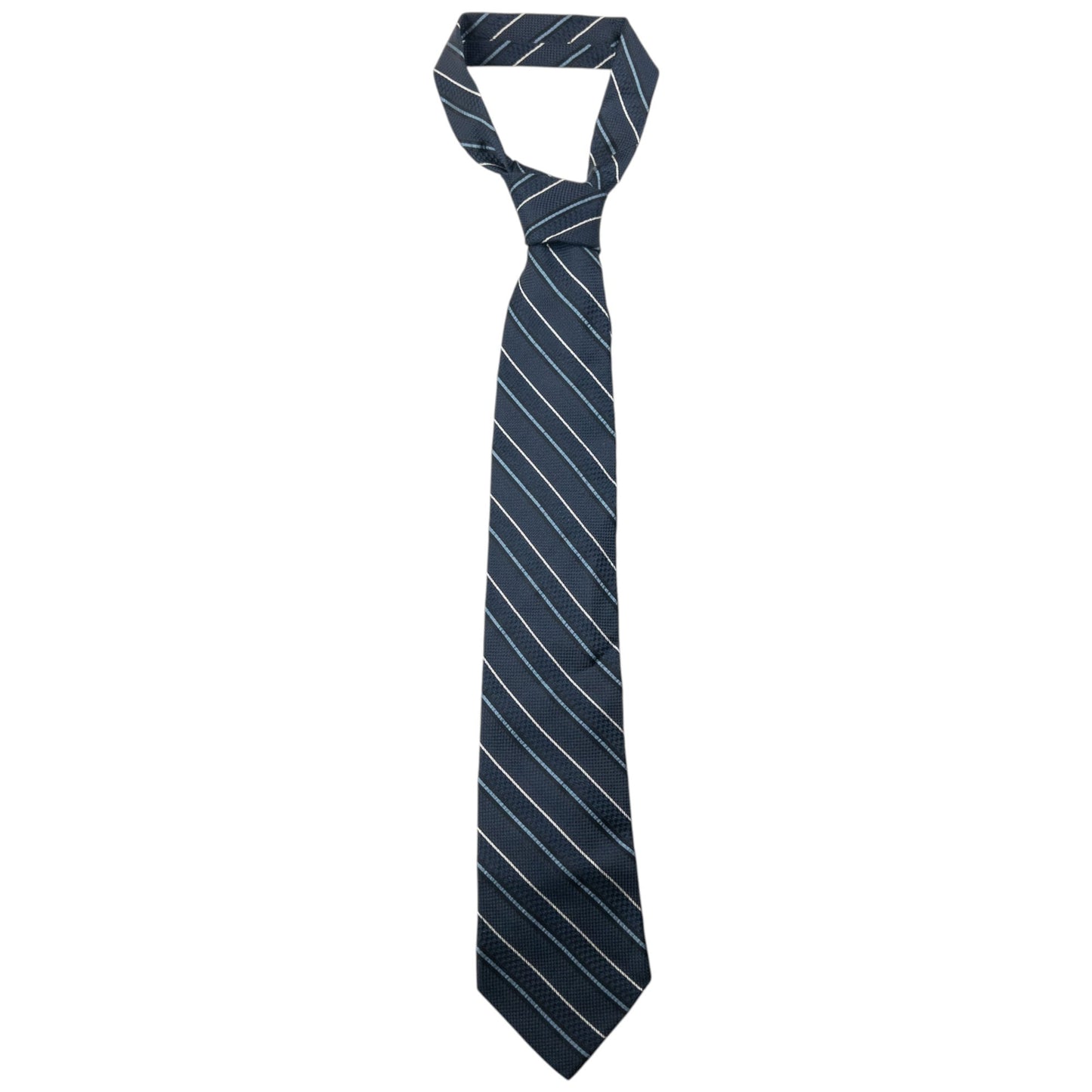 Vintage 90s Issey Miyake Striped Silk Tie | O/S, Navy