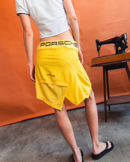VT Rework : Porsche Asymetrical Yellow Reworked Skirt | Small, Multicoloured