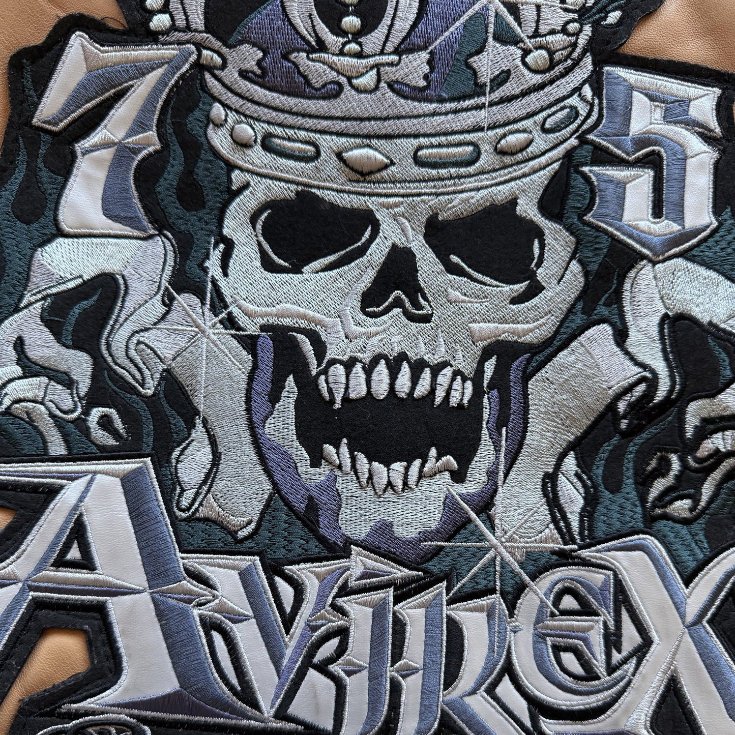 Avirex 'Rides & Rims' Leather Varsity Jacket - L