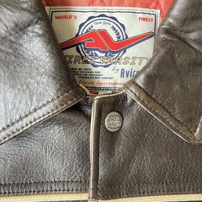 Avirex 'Spider Rock' Leather Varsity Jacket - S