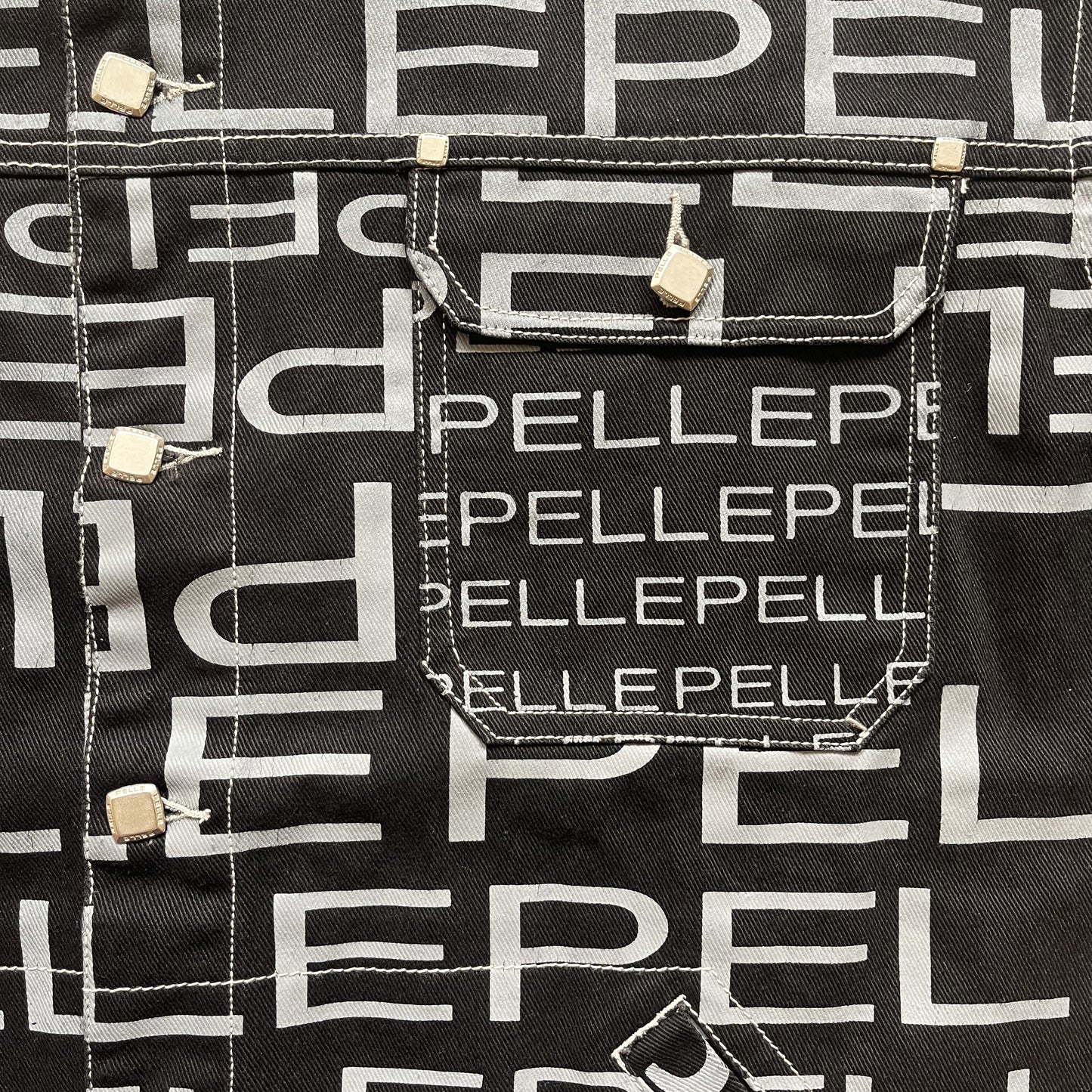 Pelle Pelle Script Full Print Denim Jacket - XL