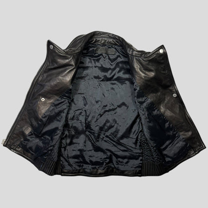 Neil Barrett 2012 Runway Leather Padded Multipocket Moto Vest - S | Default Title, Black