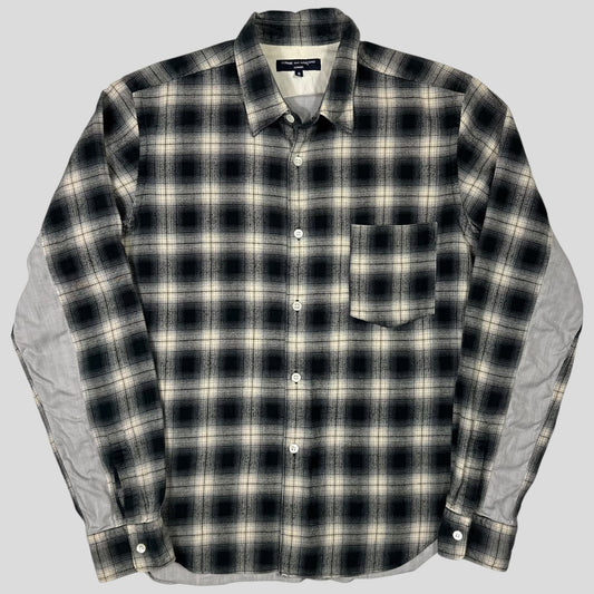 Comme Des Garçons Homme 2009 Shadow Plaid Panelled Flannel Shirt - S/M | Default Title, Grey