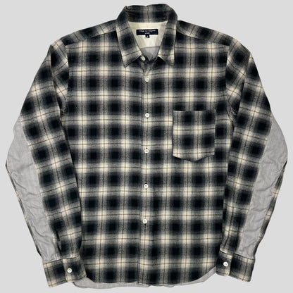 Comme Des Garçons Homme 2009 Shadow Plaid Panelled Flannel Shirt - S/M | Default Title, Grey