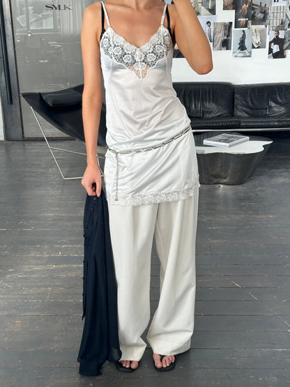 Vintage 1990s Lace Sheer Mini Slip Dress - S