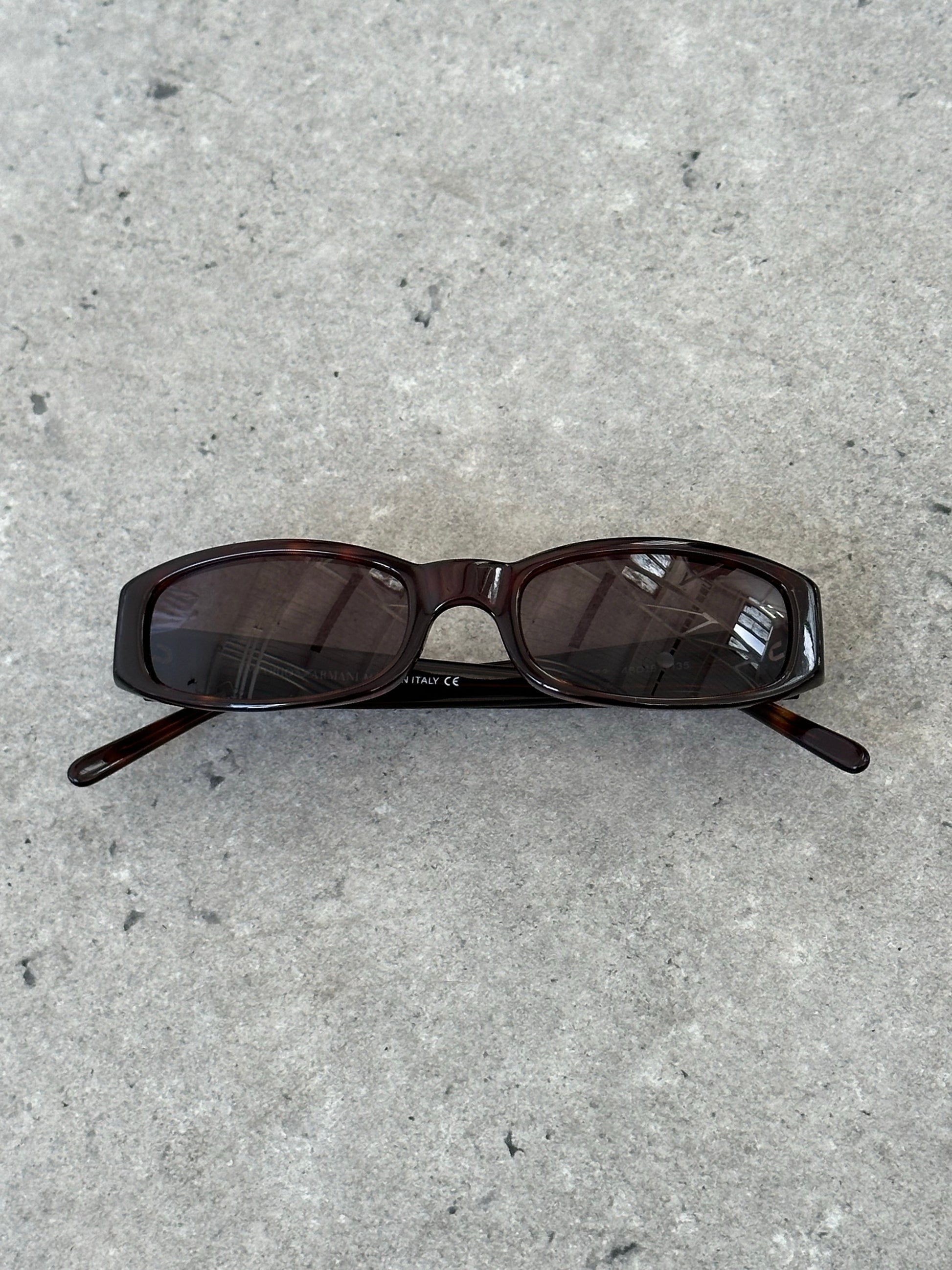 Emporio Armani 1990s Tortoiseshell Rectangle Mini Sunglasses
