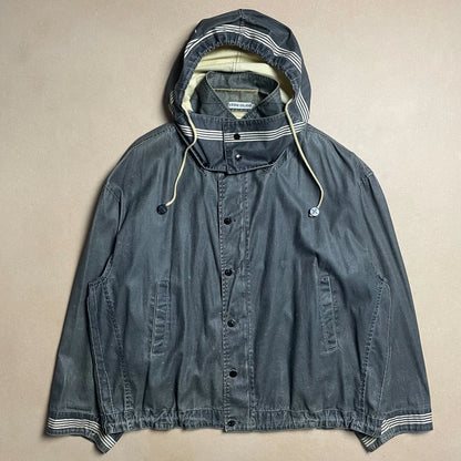 S/S 1986 Charcoal Grey Sail Cloth Marina Spell Out Hooded Coach Jacket