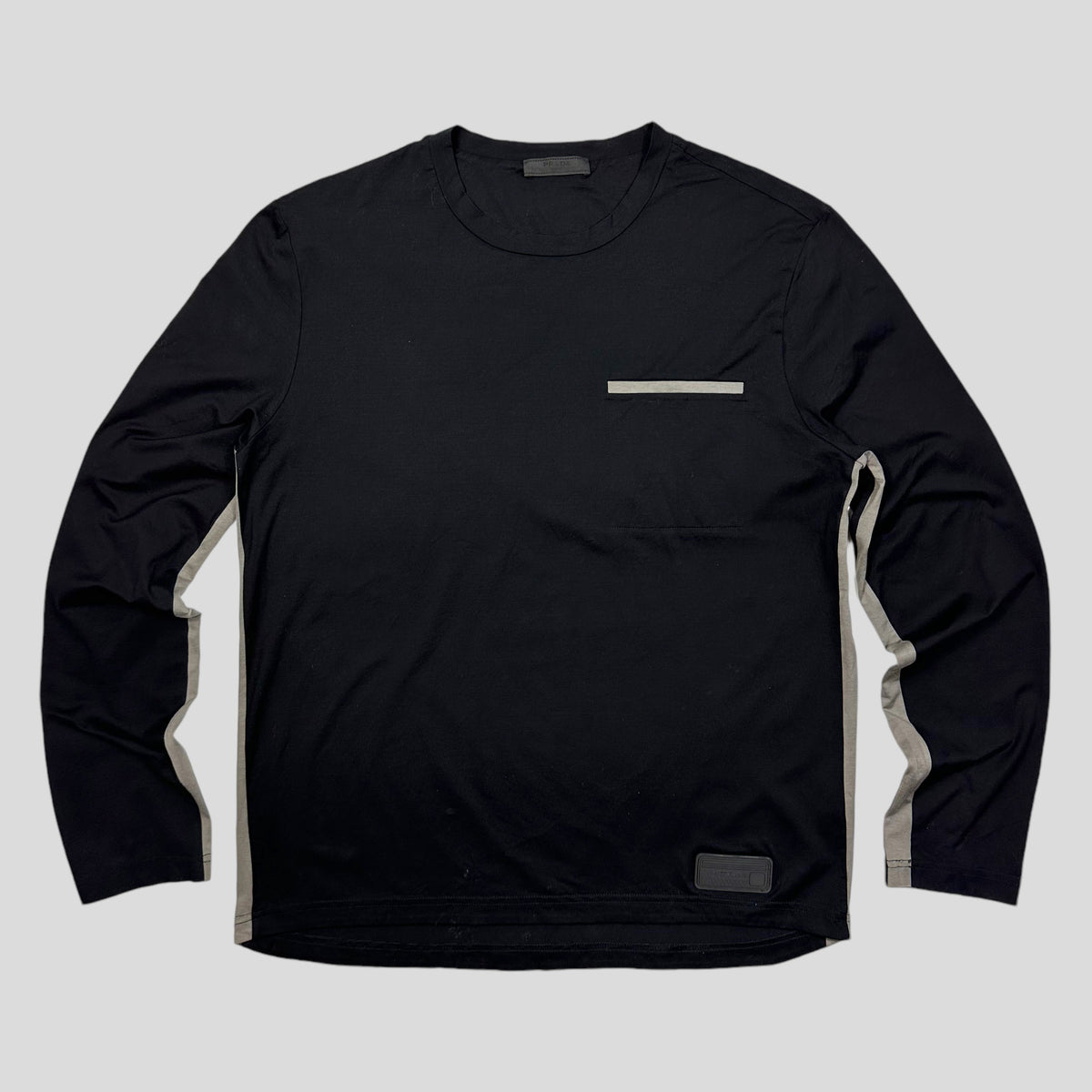 Prada Milano 2018 Rubber Race Logo Panelled Longsleeve - M | Large, Black