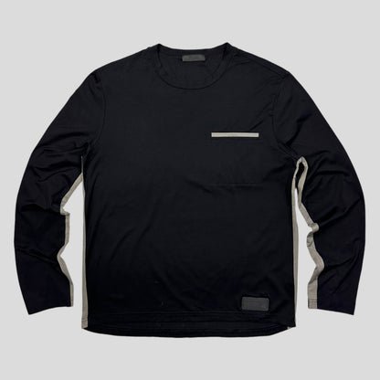 Prada Milano 2018 Rubber Race Logo Panelled Longsleeve - M | Large, Black