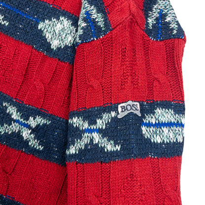 Vintage 90s Hugo Boss Knit Pattern Jumper Size L