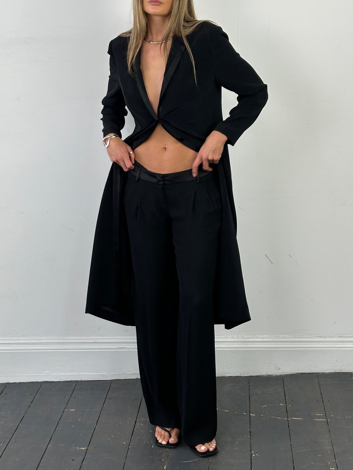 Valentino Low Waist Wide Leg Tuxedo Trousers - W32