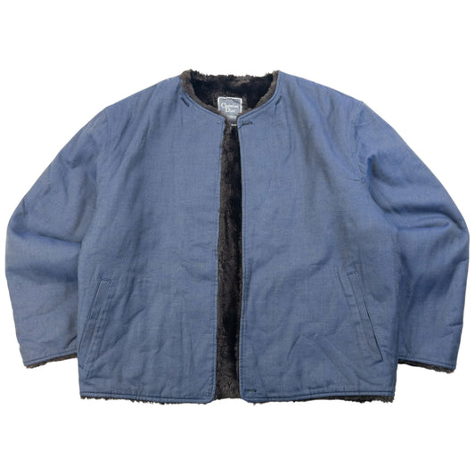 Vintage 80s Dior Monsieur Fur Lined Open-Front Jacket Size S | Small, Blue