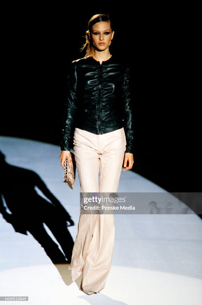 Gucci F/W 1999 leather pinstripe trousers Tom Ford era