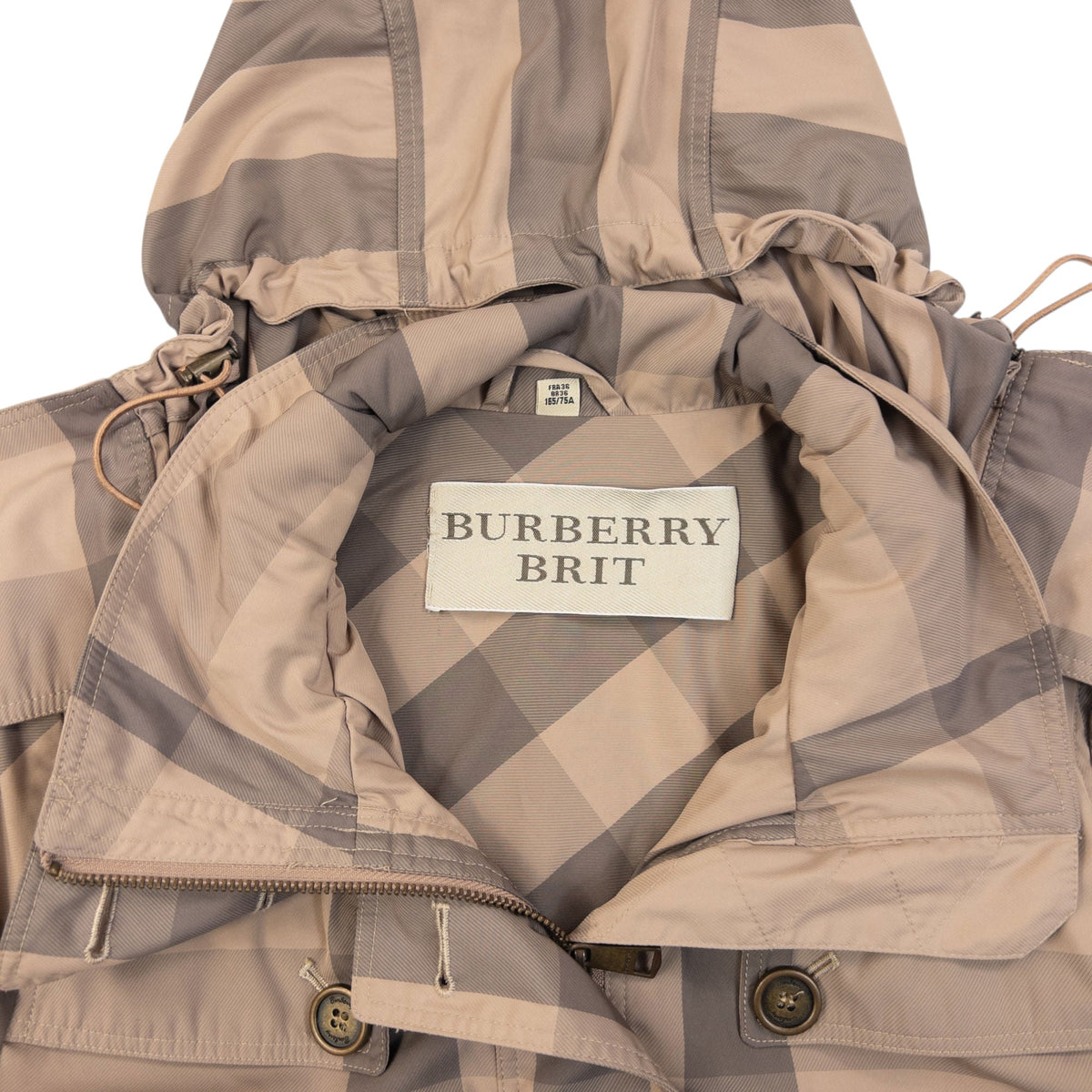 Vintage Burberry Brit Nova Check Rain Jacket Womens | Small, Beige