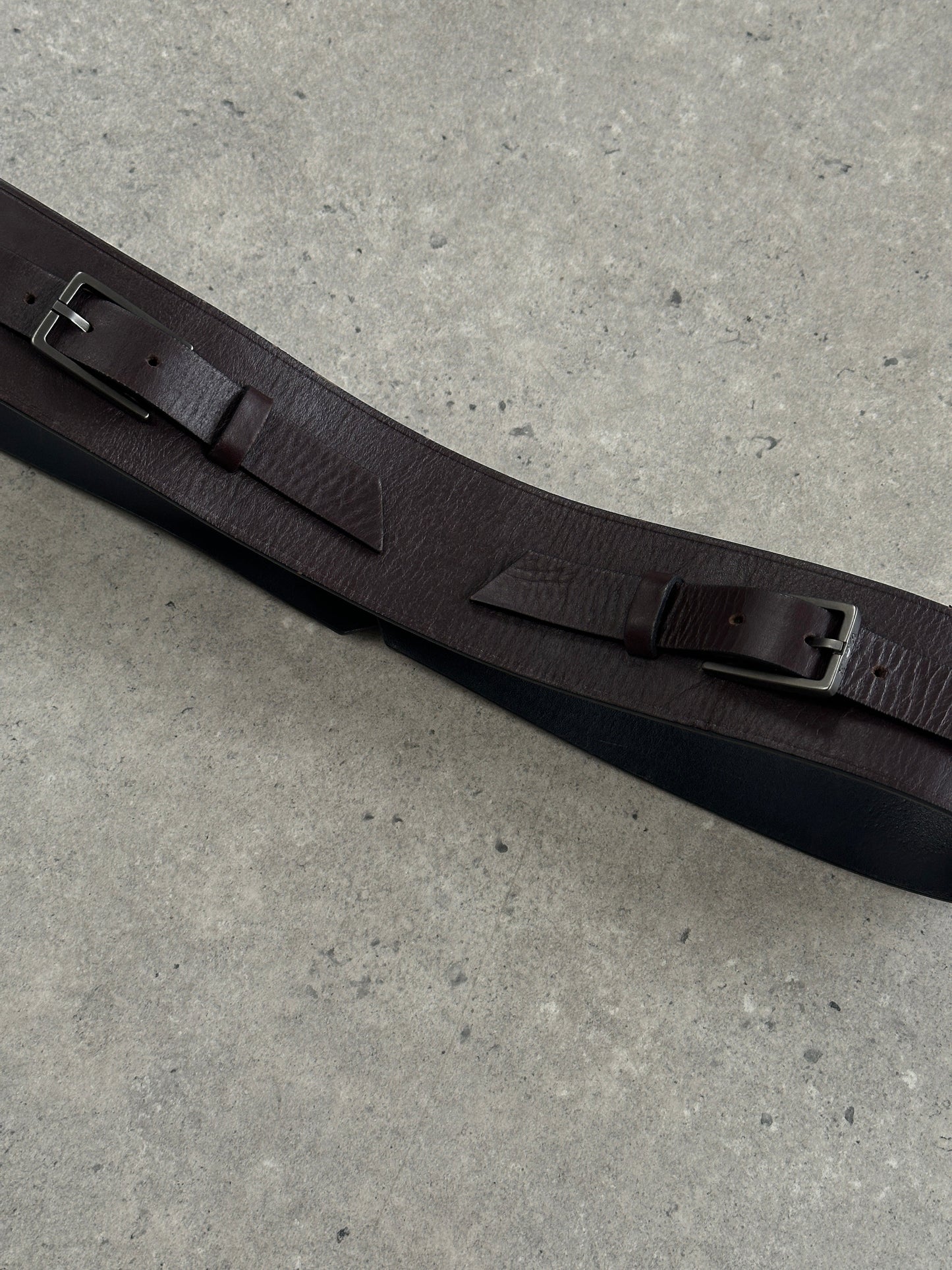 Emporio Armani 2000s Brown Leather EA Buckle Belt - W30–32