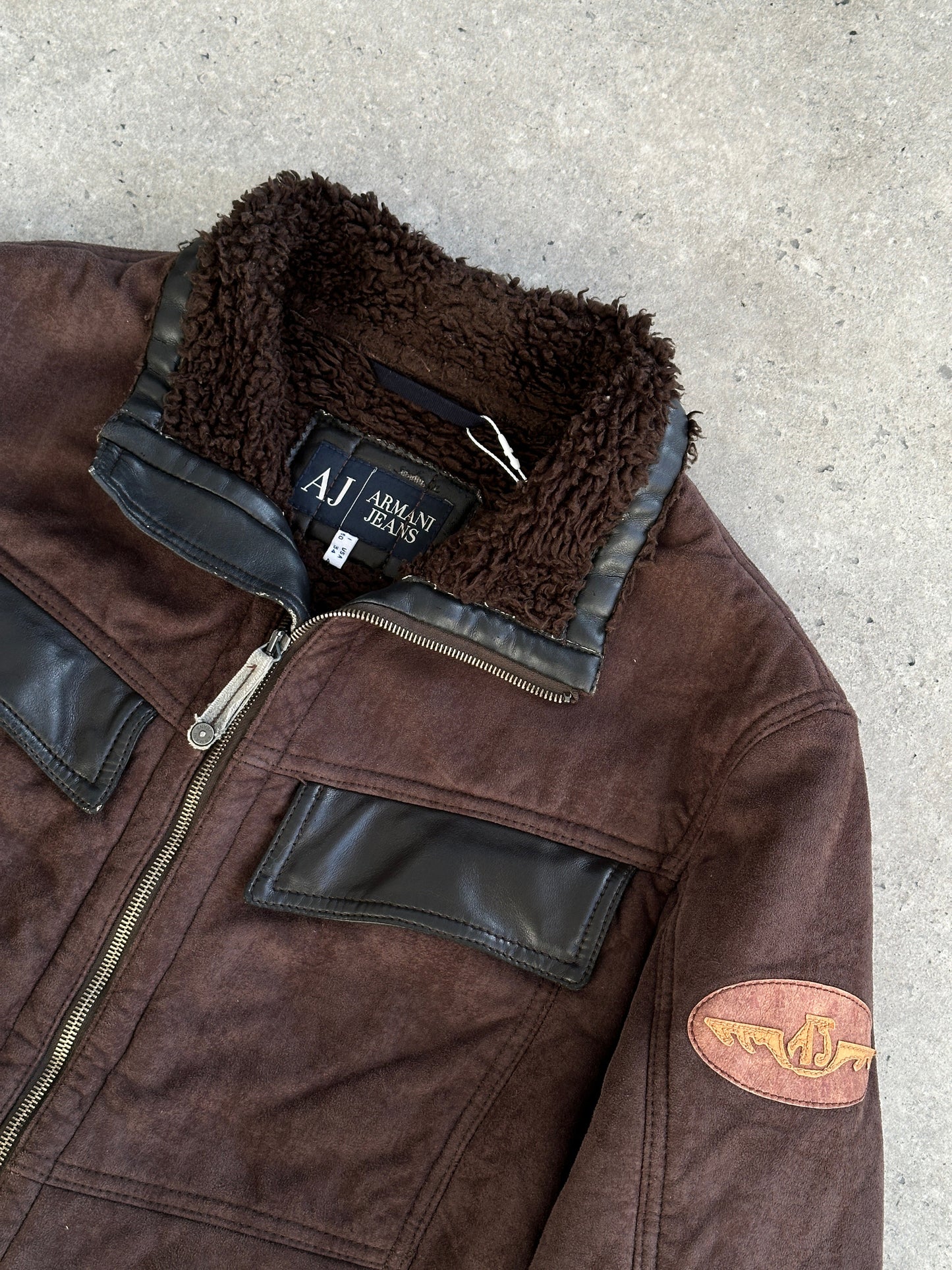 Armani Jeans Double Zip Faux Suede Jacket - M/L