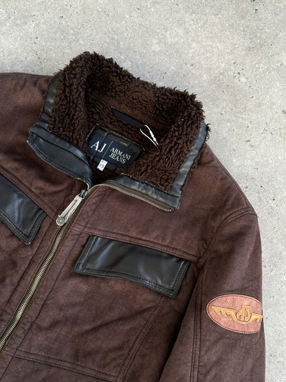 Armani Jeans Double Zip Faux Suede Jacket - M/L