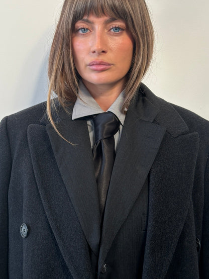 Vintage 1980s Pure Wool Double Breasted Coat - L