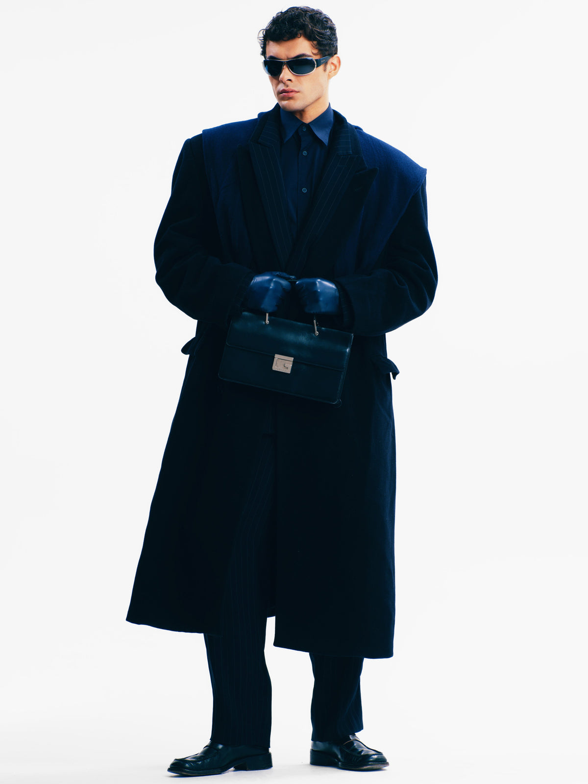 Pierre Cardin 1990s wool cashmere double-breasted coat in XXL, shown hanging with classic tailored design and button details.