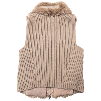 Vintage 2000s Armani Exchange Faux Fur Ribbed Knit Gilet Womens Size XS | XS, Beige
