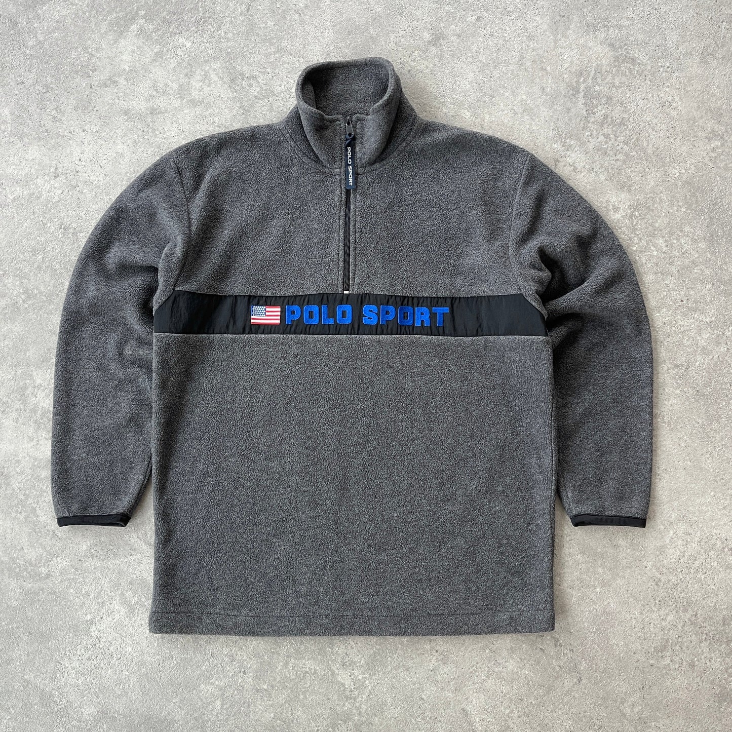 Polo Sport Ralph Lauren 1990s technical 1/4 zip spellout fleece (M)