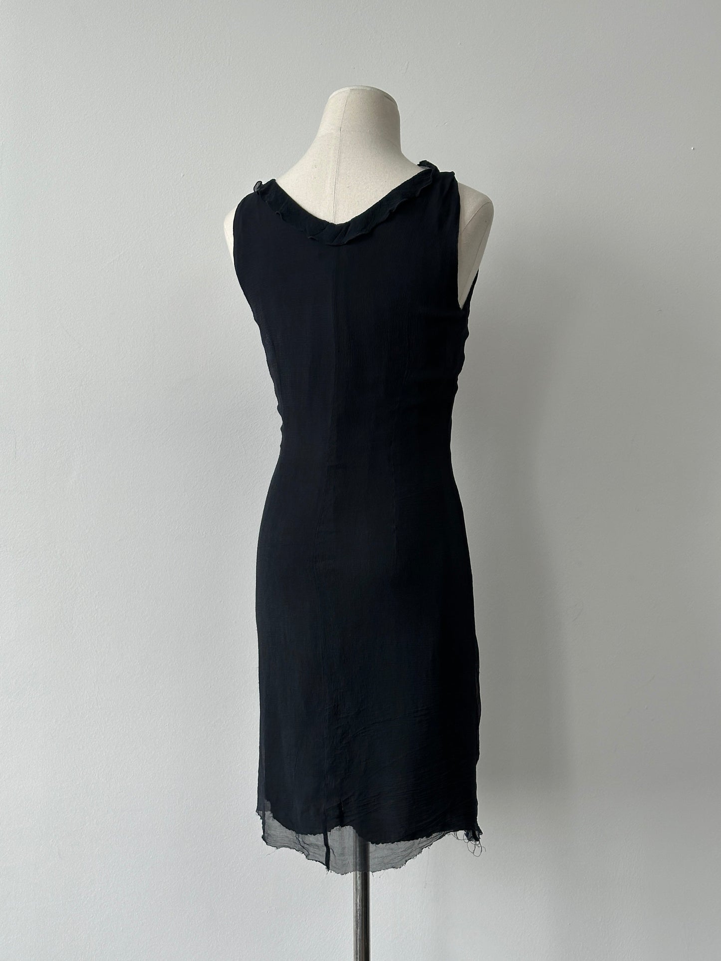 Max & Co 2000s Pure Silk Ruffle Trim Mini Dress - S