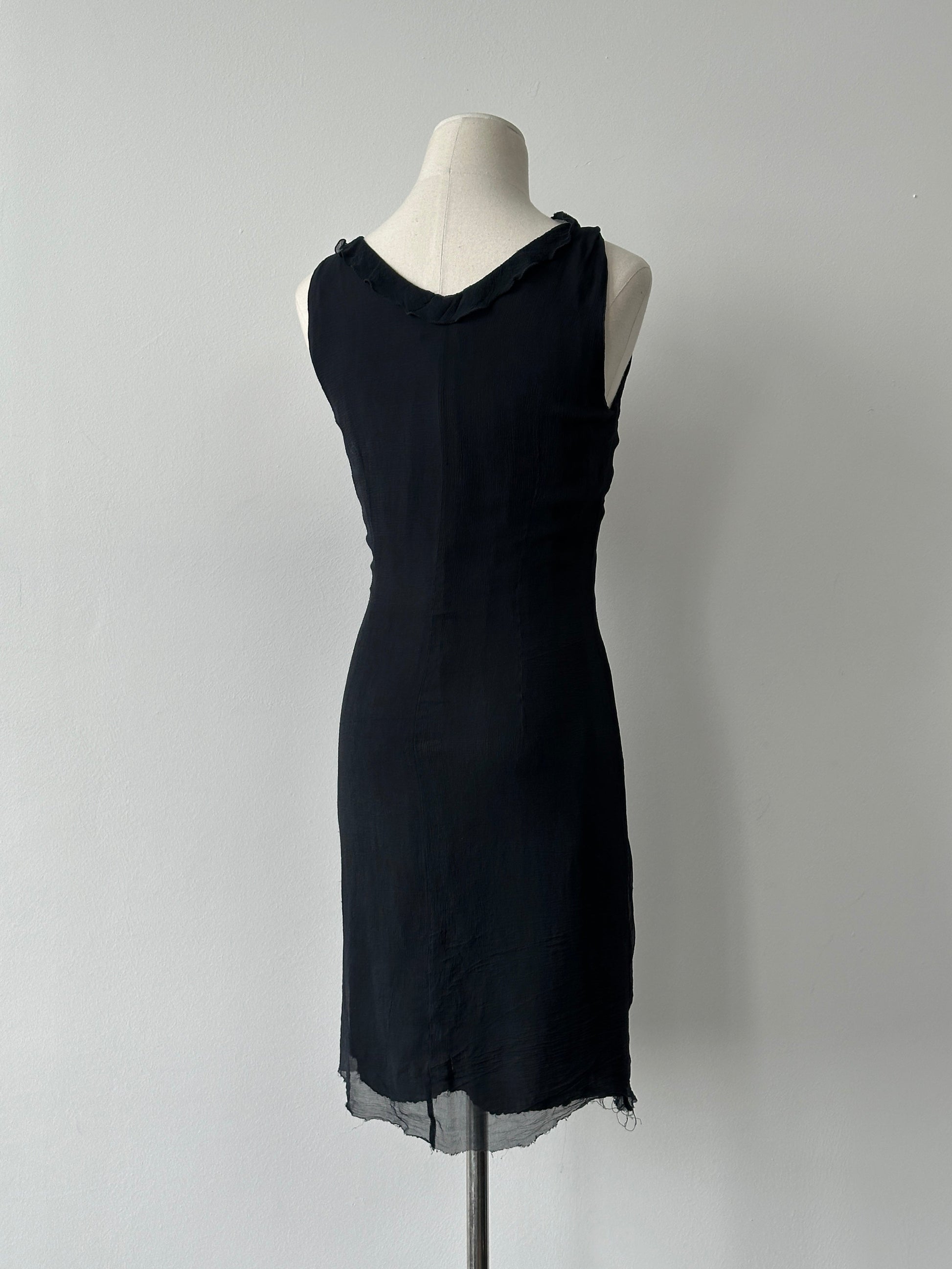 Max & Co 2000s Pure Silk Ruffle Trim Mini Dress - S