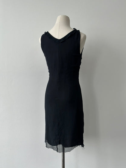Max & Co 2000s Pure Silk Ruffle Trim Mini Dress - S