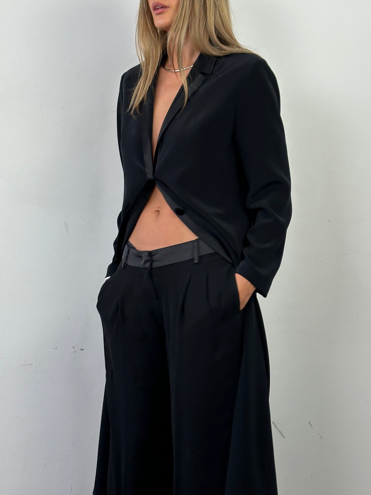 Valentino Low Waist Wide Leg Tuxedo Trousers - W32