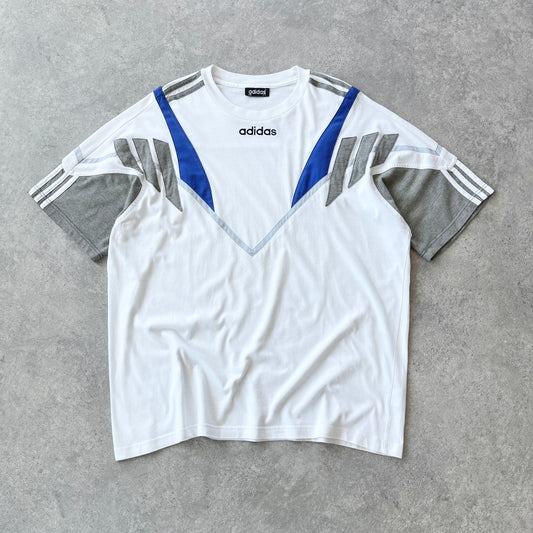 Adidas RARE 1990s colour block embroidered t-shirt (XL)