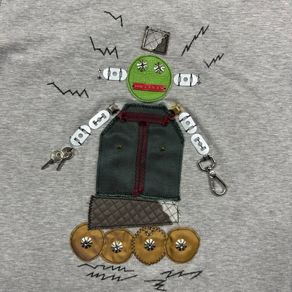 Prada FW04 Robot Logo Leather and Carabiner Appliqué T-shirt - S