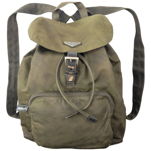 Vintage 90s Prada Bucket Backpack | O/S, Green