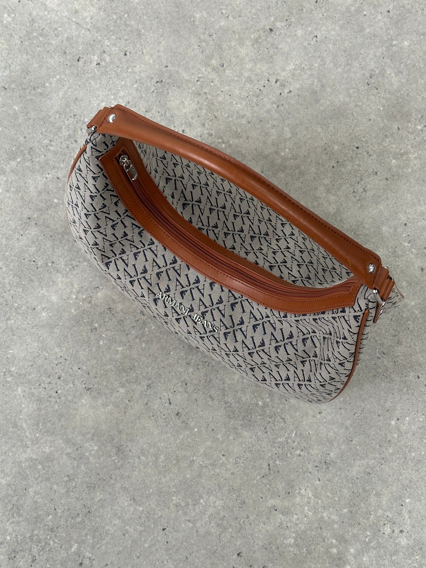 Armani Jeans Monogram Crescent Shoulder Bag