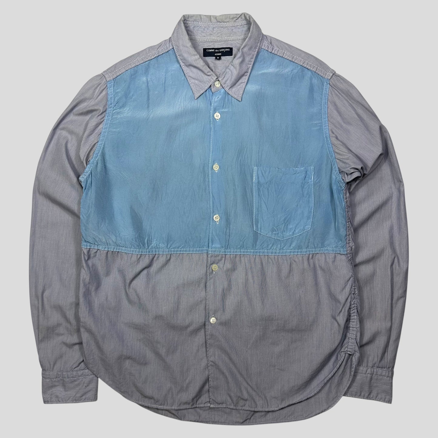 Comme Des Garçons Homme 2008 Iridescent Panelled Striped Shirt - S/M